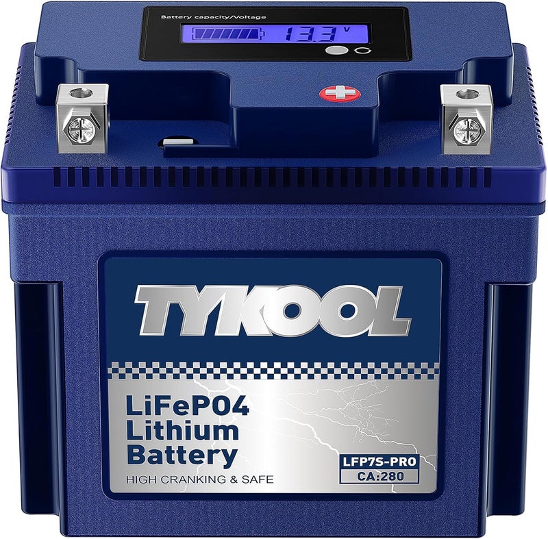 TYKOOL YTZ7S / YTX7L Lithium LiFePO4 Motorcycle Battery, 12 V 4 Ah,240 CCA,Built in BMS, Powersports Battery, for ATV,UTV,Jet Ski,Personal Watercraft,Snowmobile,Quad,Riding Lawn Mower, Tractors - Image 1